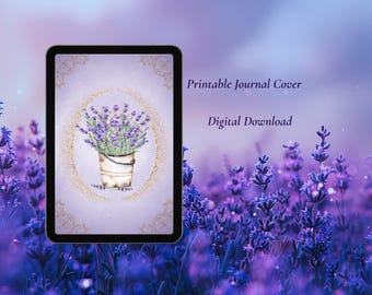 Printable Lavender Floral Journal Cover | 6x9 A5 A4 8.5x11 | Instant Digital Download