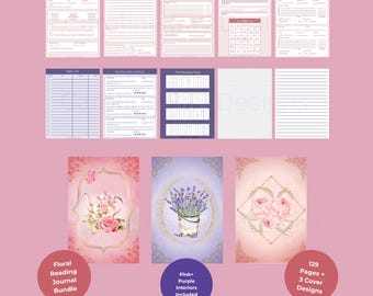 Pink Purple Floral Reading Journal Bundle | Printable PDF | Book Tracker | GoodNotes