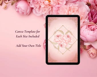Printable Floral Peony Reading Journal Cover | 6x9 A5, A4, 8.5x11 | Instant Digital Download