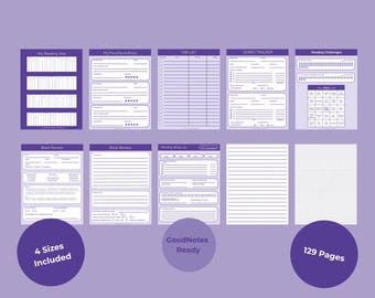 Reading Journal Printable PDF | Book Tracker | Purple | GoodNotes Notability | US Letter A5 A4 6x9