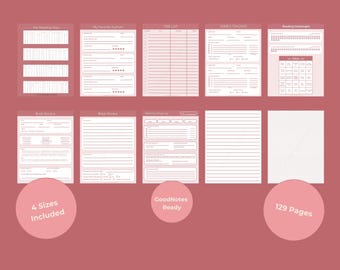 Reading Journal Printable PDF | Book Tracker | Pink | GoodNotes Notability | US Letter A5 A4 6x9