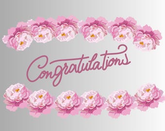 Congratulation printable card  ,Funny floral Greeting card, instant Download , pink watercolor card