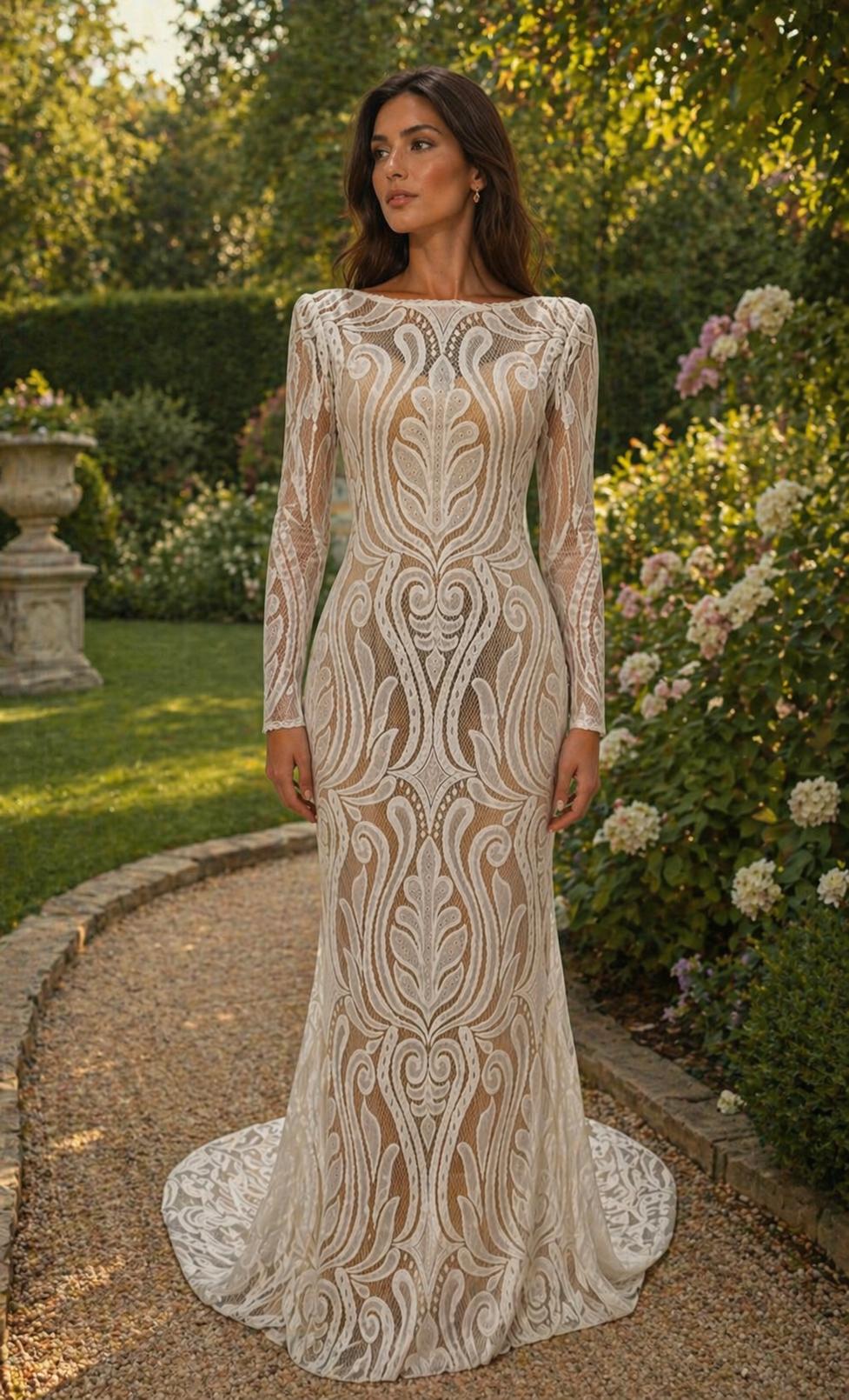 High Neckline Beach Wedding Dress - Etsy