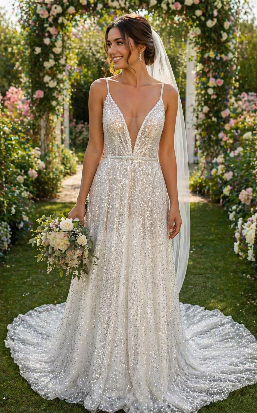 slim fit dress slacks Boho Sparkles Wedding Dresses Open Back – Lisposa main image 1