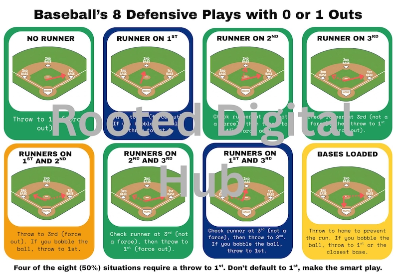 Baseball Defensive Plays Cheat Sheet: 8 Strategies for 0 or 1 Outs ...