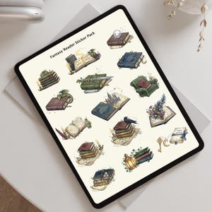 Fantasy Reader Sticker Pack, Goodnotes-Aufkleber, PNG-Aufkleber, Lesejournal-Aufkleber, Digital Planner Fantasy-Buchkunst