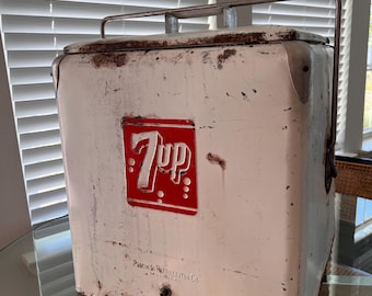 Rustic Vintage Metal 7-Up Cooler - Progress Refrigerator Co