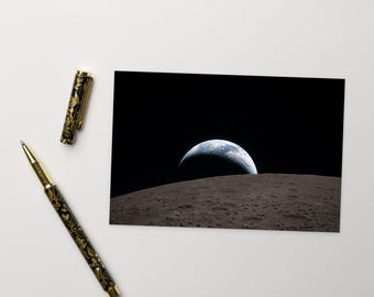 Artemis II Earthset Postcard, NASA Moon & Earth Photo Print, Space Stationery, Curated Mission Highlights No. 01