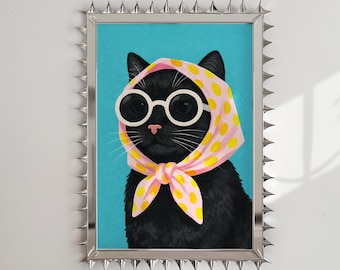 Schicker Katzen Print, Lustiges Tier Poster