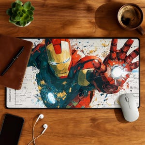 Iron Man Mouse Pad, Marvel Gaming Desk Mat, Superhero Mousepad, Tech Gamer Setup, Avengers Desk Decor, Futuristic Gaming Accessory