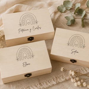 Personlig träask för minnessaker | Dop, babyshower, bröllop och födelsedagspresent | Personlig träask | doppresent