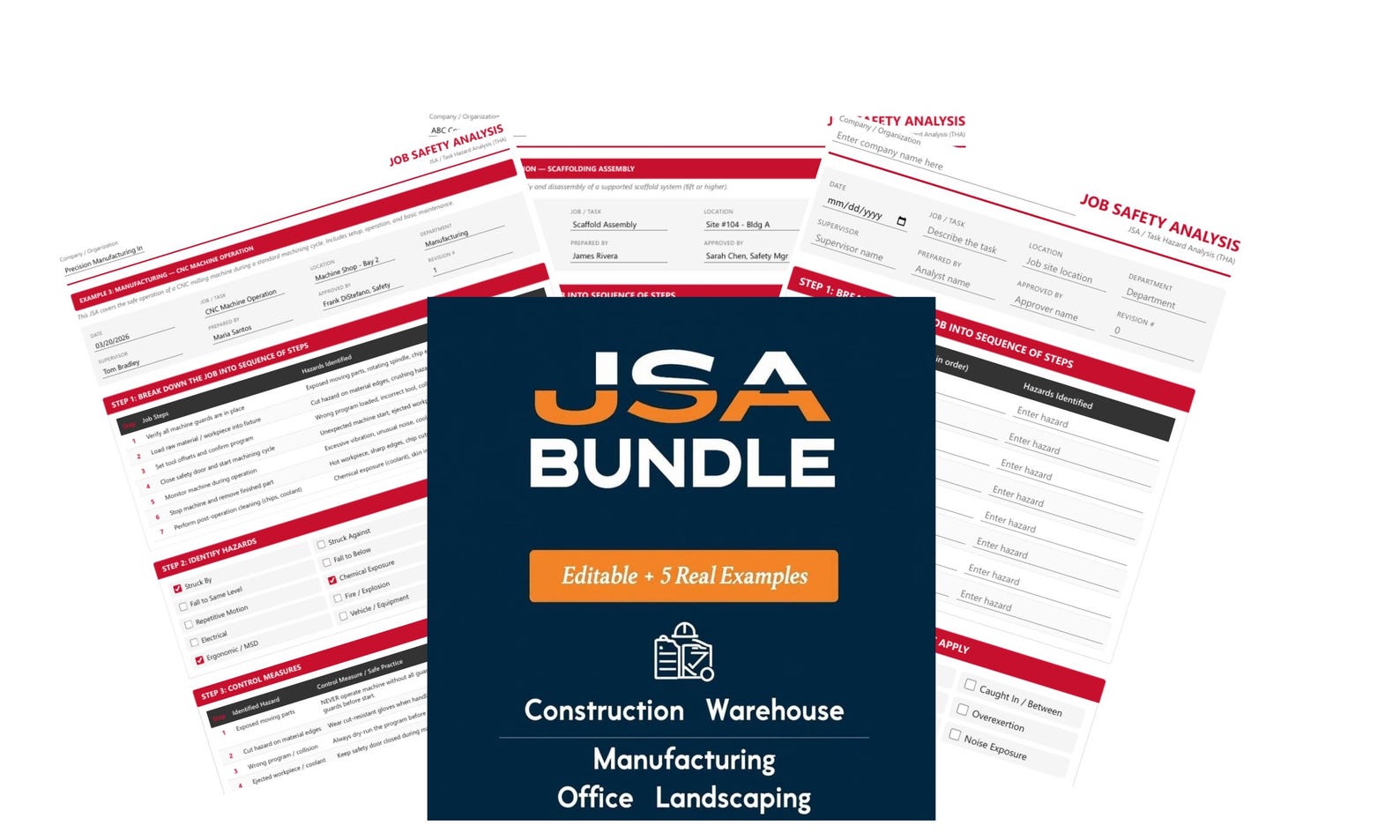 OSHA Job Safety Analysis Template Bundle | 5 Industry Examples ...