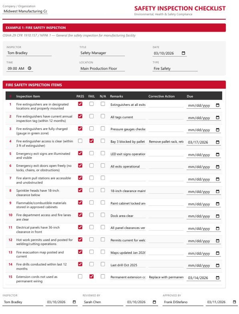 OSHA Safety Inspection Checklist Bundle | 10 Industry Templates ...