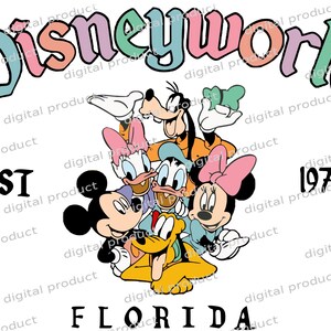 Mickey Mouse PNG, Disney Vacation Sublimation Design, Mickey Mouse Clipart Download, Florida Trip DTF File, Retro Mickey Art image 1