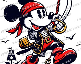 Pirate Mickey Mouse PNG, Disney Cruise PNG, Pirate Mickey Sublimation Design, Mickey Mouse Clipart, Mickey Digital Download PNG