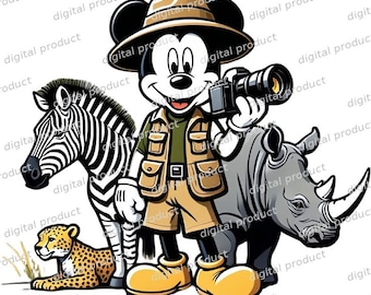 Mickey Mouse Safari PNG Download, Disney Animal Kingdom Clipart, Mickey Safari Sublimation Design, Disney Safari Digital Download