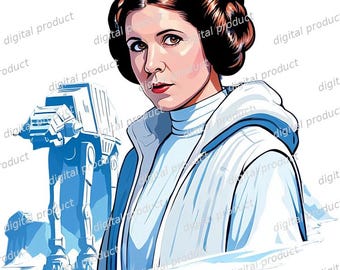 Princess Leia PNG, Star Wars Clipart, Leia Organa Sublimation Design, Sci Fi Digital Download PNG, Princess Leia DTF Transfer