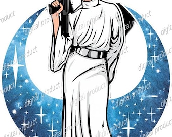 Princess Leia PNG, Retro Star Wars Clipart, Rebel Princess Sublimation Design, Sci Fi Digital Download, Comic Book Pop Art PNG