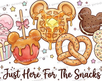 Mickey Mouse PNG, Disney Snacks PNG, Mickey Waffle Sublimation, Mickey Pretzel Clipart, Disneyland Food Digital Download