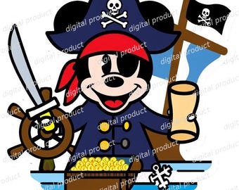 Pirate Mickey Mouse PNG, Disney Cruise Sublimation Design, Mickey Mouse Clipart, Pirate Mickey Clipart Download, Disney Pirate DTF File