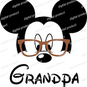 Mickey Mouse PNG, Grandpa Silhouette PNG, Mouse Digital Download, Mickey Sublimation Design, Minimalist Mickey Mouse Clipart File image 1