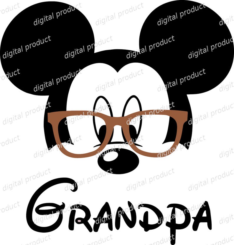 Mickey Mouse PNG, Grandpa Silhouette PNG, Mouse Digital Download, Mickey Sublimation Design, Minimalist Mickey Mouse Clipart File image 1