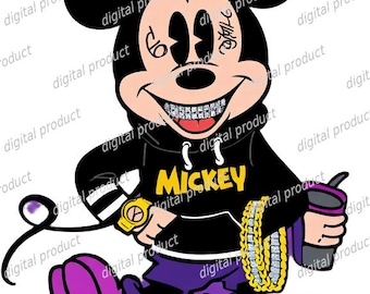 Mickey Mouse PNG, Gangster Mickey Clipart, Hip Hop Mickey Sublimation Design, Urban Rapper Mickey Mouse DTF, Money Mickey Digital Download