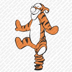 Tigger PNG, Winnie the Pooh Clipart, Vintage Tigger Sublimation, klassisches hüpfendes Tigger digitaler Download, Retro Tigger DTF Art
