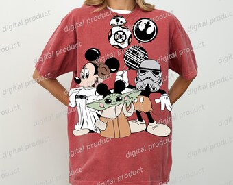 Mickey Mouse Star Wars PNG, Minnie Mouse Grogu Clipart, Star Wars Sublimation Download, Mickey Minnie Mouse Digital Download