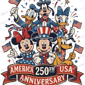 Mickey Mouse PNG Digital Download, Patriotic Mickey Mouse Clipart, America Mickey Sublimation Design, USA Mickey Mouse DTF File image 1