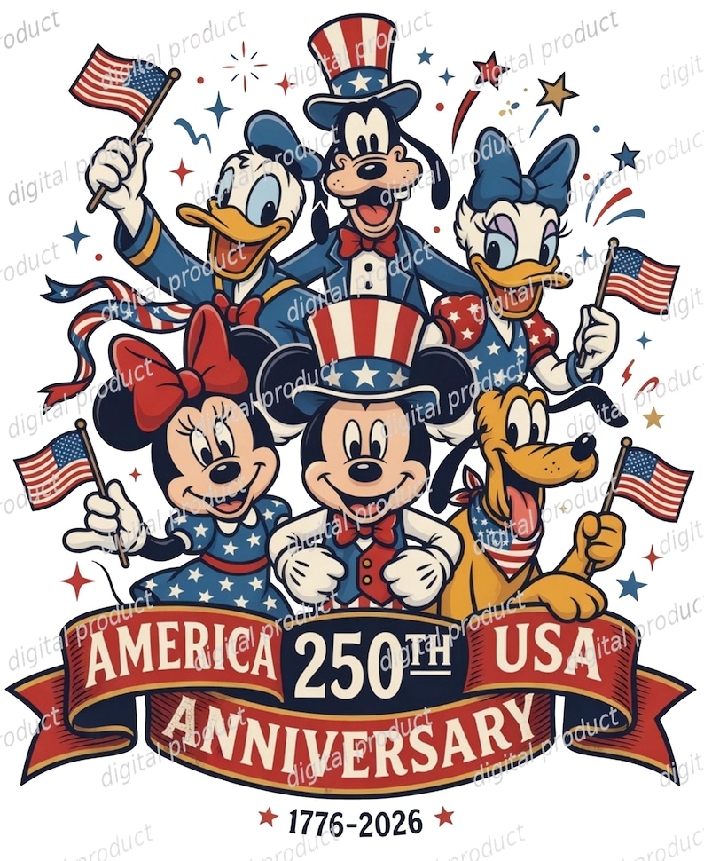 Mickey Mouse PNG Digital Download, Patriotic Mickey Mouse Clipart, America Mickey Sublimation Design, USA Mickey Mouse DTF File image 1