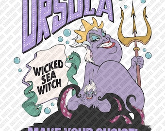 Ursula PNG, The Little Mermaid Clipart, Flotsam Jetsam Design, Wicked Sea Witch Sublimation, Disney Villain Digital Download