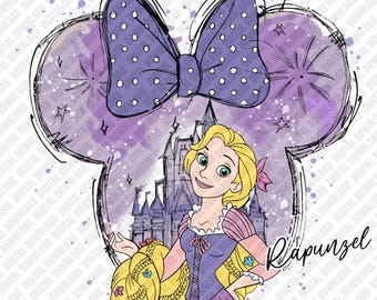 Rapunzel PNG, Tangled Clipart, Minnie Ears Digital Download, Princess Sublimation Design, Rapunzel Ears Graphic, Tangled DTF Art