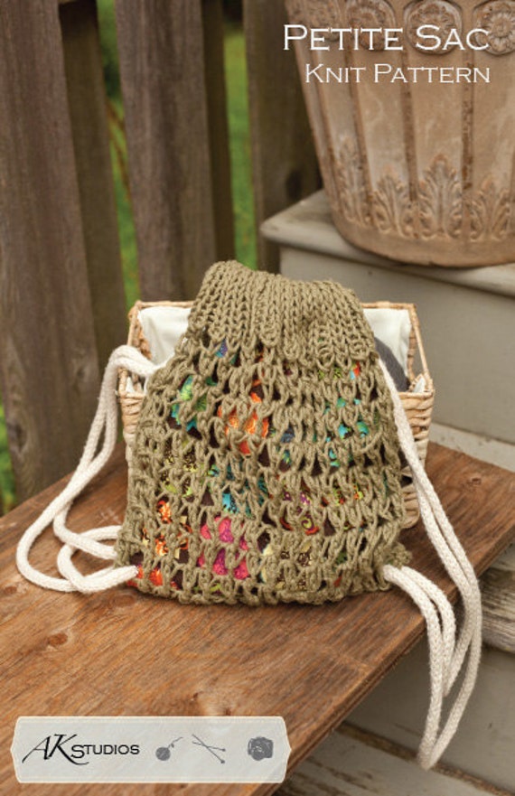 Knitting Pattern Draw String Bag Knit And Sewn 10 Tall