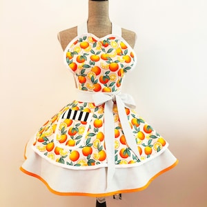 Kitchen Apron for Women, Baking Apron, Summer Apron for Grilling, Apron for Cooking, Orange Apron