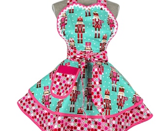 Christmas Apron for Women, Kitchen apron, Baking Apron, Apron for Cooking, Holiday Apron, Nutcracker Apron