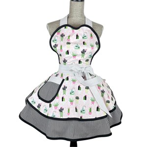 Kitchen Apron for Women, Baking Apron, Summer Apron for Grilling, Apron for Cooking, Cactus Apron, Succulent Apron