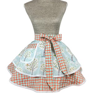 Kitchen Apron for Women, Cooking Apron, Baking Apron, Floral Apron, Spring Apron, Half Apron with Pockets