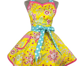 Kitchen Apron for Women, Cooking Apron, Baking Apron, Floral Apron, Spring Apron