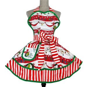 The Grinch Christmas Apron for Women, Baking Apron for Cooking