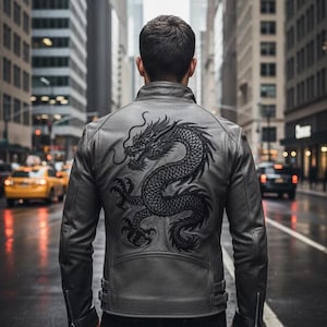 Dragon Leather Jacket Men - Etsy