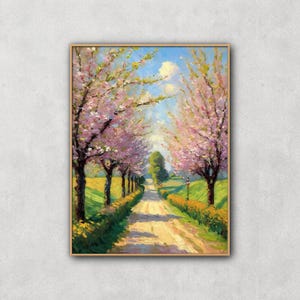 Cherry Blossom Road Painting - Etsy