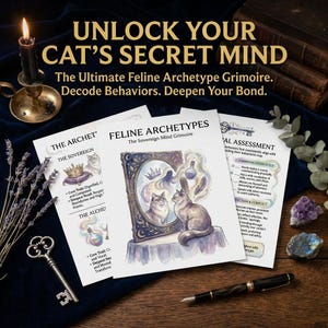 Guida al comportamento del gatto stampabile / Grimorio degli archetipi felini / Diario dell'animale domestico / Opuscolo per il lavoro sull'ombra / Quaderno di monitoraggio della cura del gatto / Manuale di addestramento spirituale del gatto