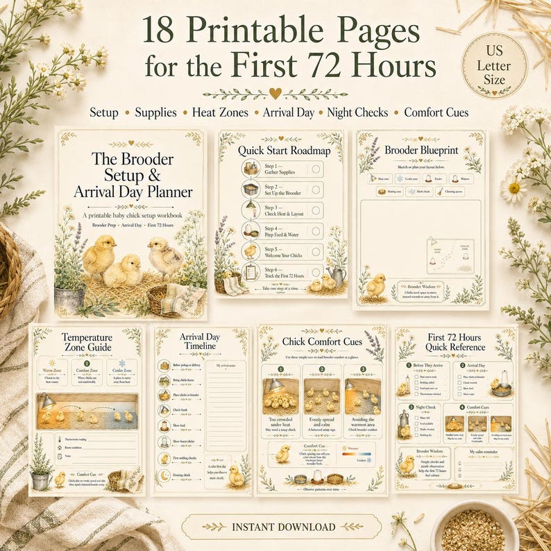 Baby Chick Brooder Planner Printable, Chick Care Guide, Arrival Day ...