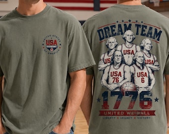 Comfort Colors 4th of July Tee, Undefeated America Shirt, Funny Founding Fathers Shirt, Patriotic Basketball Shirt, Dream Team of 1776 Tee