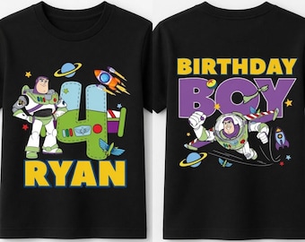 Custom Buzz Lightyear Birthday Boy Shirt, Toy Story Disneyland Party Tee for Kids