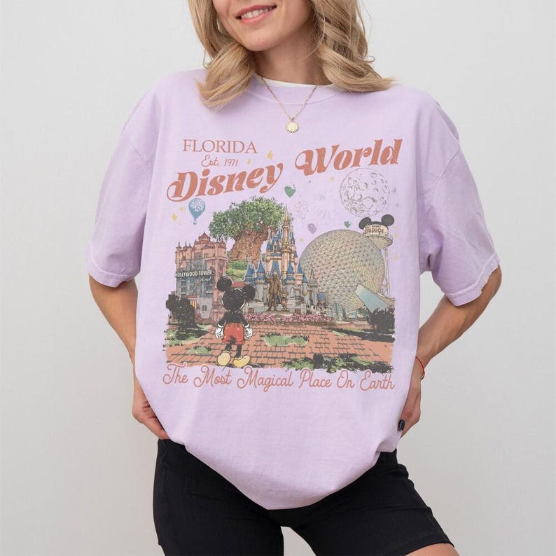 Vintage Mickey Disney World Comfort Colors Shirt, Retro Mickey and Friends Tee, Walt Disney World Vacation Shirt, Disney 2026 Trip Outfit Te image 4