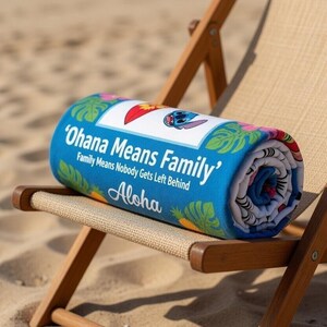 Personalized Lilo & Stitch Beach Towel, Custom Stitch Name Pool Towel, Cartoon Character Towel, Summer Vacation Gift, Family Beach Towel image 3