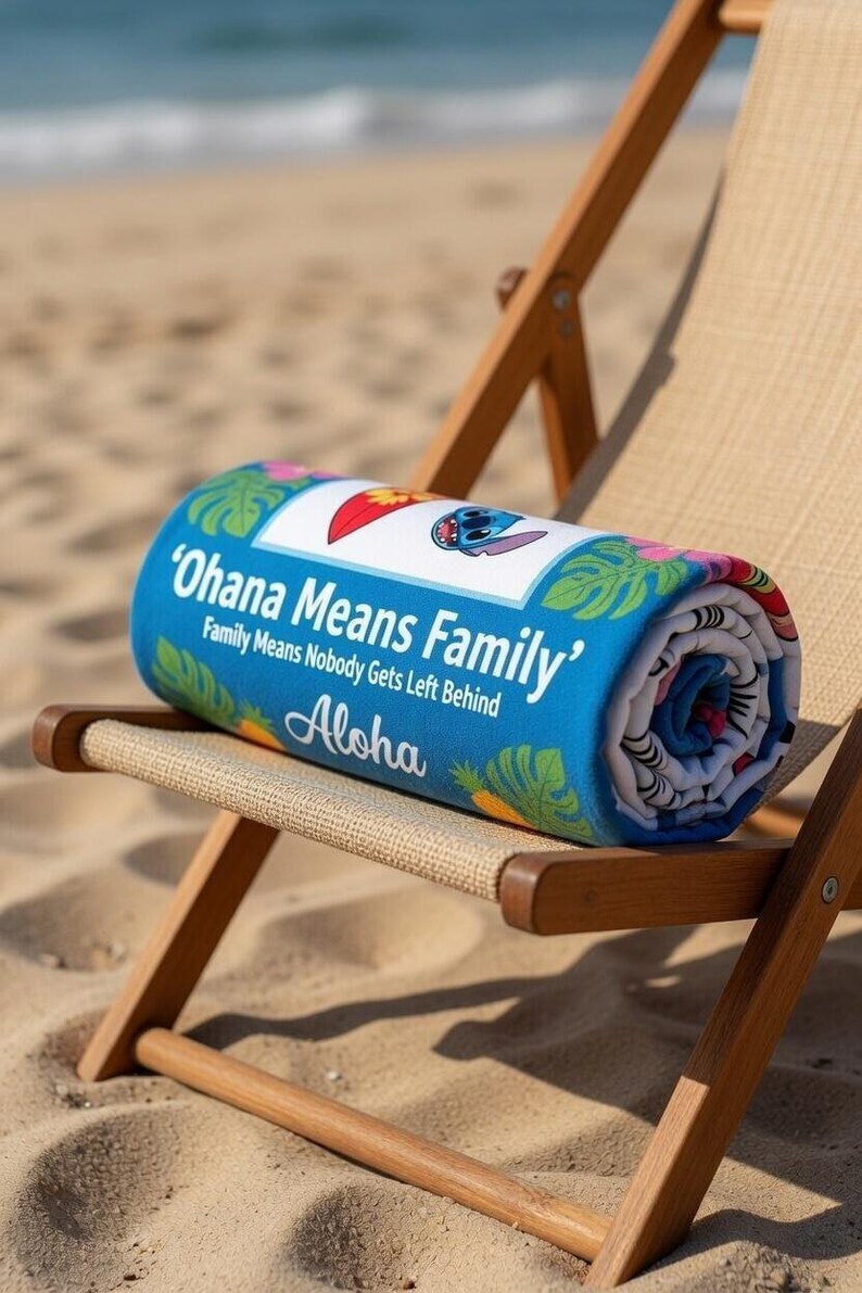 Personalized Lilo & Stitch Beach Towel, Custom Stitch Name Pool Towel, Cartoon Character Towel, Summer Vacation Gift, Family Beach Towel image 3