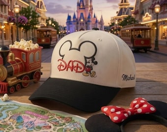 Personalized Cartoon Dad Embroidered Baseball Cap, Custom Name Dad Hat, Father’s Day Gift for Dad, Family Vacation Cap Gift